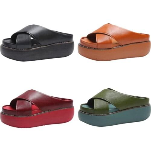 Womens Shoes Fashion Atmosphere Simple Womens Summer Shoes Cloud Castle Stretch Sandals Platform Slides Sandals Round Toe