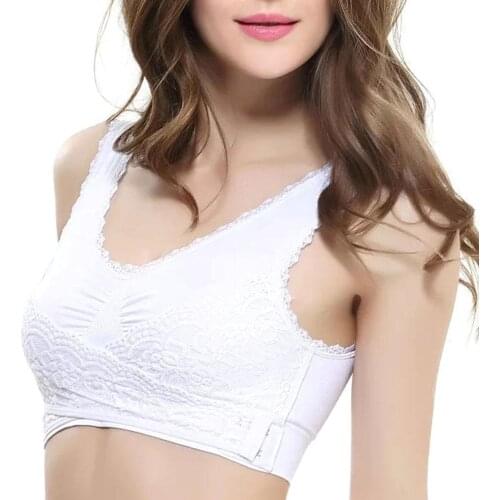 Hot Koop Sexy Bras Voor Vrouwen Naadloze Magic Draadloze Lift Beha Voorste Cross Kant Gesp Push Up Kant Ademend sportieve Beha