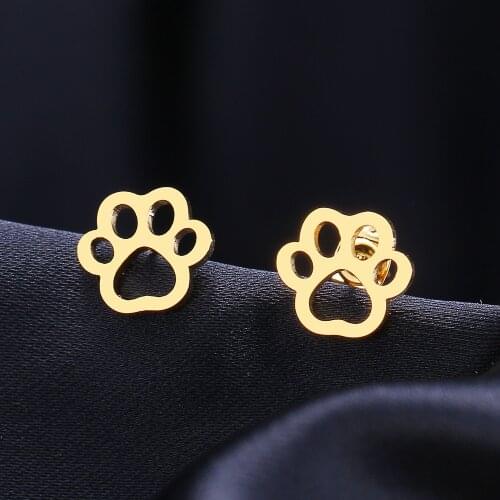 Stainless Steel Earrings Dog Paw Fashion Stud Earrings Classic Simple Earrings For Women 2021 Jewelry Wedding Party Friends Gift