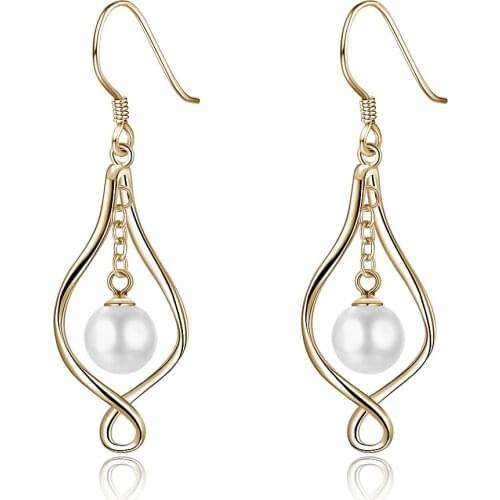 ZEMIOR 925 Sterling Silver Drop Earrings For Women Shell Pearl Geometric Champagne Gold Earring Simple Fine Jewelry Gift