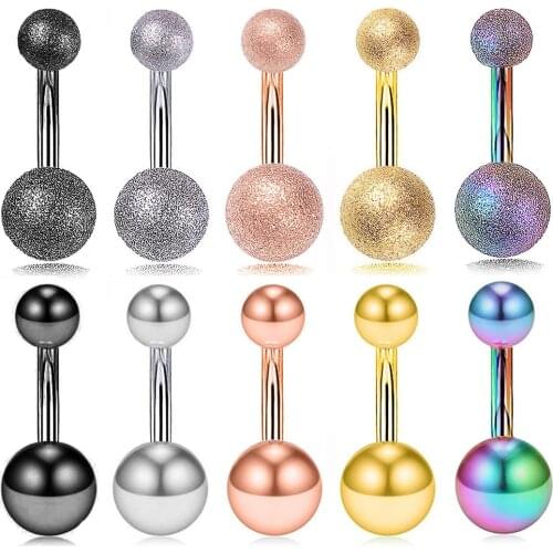 Scrub Belly Button Ring Simple Ball Navel Rings Nail Stainless Steel Belly Piecring Rings Indian Sexy Body Jewelry