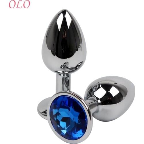 OLO Diamond 6 Colors Metal Butt Plug Prostate Massage Anal Plug Bead Sex Toys for Women Men Gay Stainless Steel