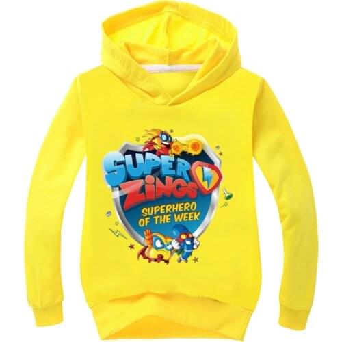 SUPER FELIPE Spring Autumn Super Zings Prints Girls Boys Hoodies Kids Hooded Sweatshirt Clothes Long Sleeve Pullovers Tops Teens