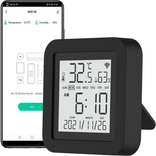 Tuya WiFi Smart Infrared Remote Control With Temperature Humidity Sensor Date Display For TV AC used with Alexa Google Home