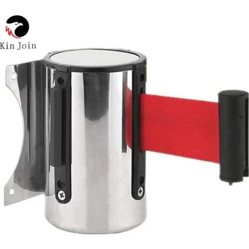 Max 3M Retractable Ribbon Barrier Crowd Control Outdoor Stainless Steel Wall Mount Red Belt Sport Stanchion Queue