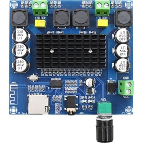 XH-A105 Bluetooth 5.0 TDA7498 Wireless Digital Power Amplifier Stereo Board 2x100W AMP Amplificador Support TF Card AUX