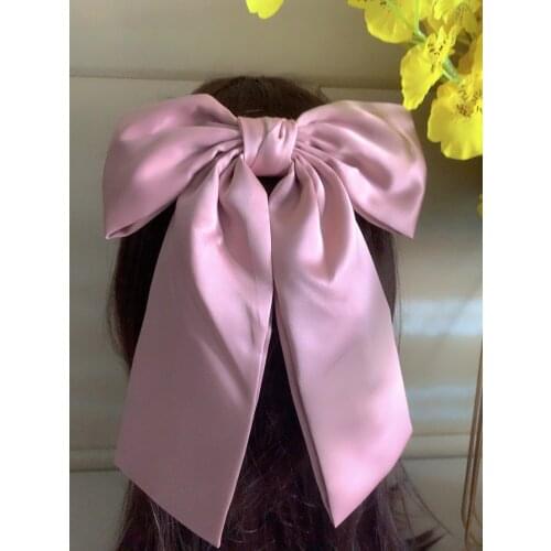 Vintage Black White Big Large Satin Bow Hair Clip For Women Girls Wedding Long Ribbon Korean Hairpins Barrette Hair Accessories