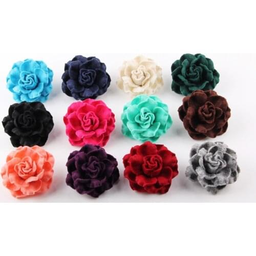 Vintage Multicolor Handmade Fabric Delicate Rose Camellia Flower Brooch Cardigan Scarves Buckle for Women Shawl Shirt Collar