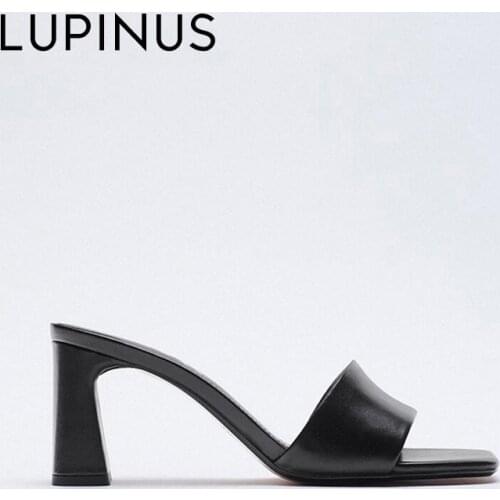 LUPINUS Fashion Square Heel Women Sandals Sexy Open Toe Retro Women High Heel 2021 New Chic Casual Women Pumps Summer Women Shoe
