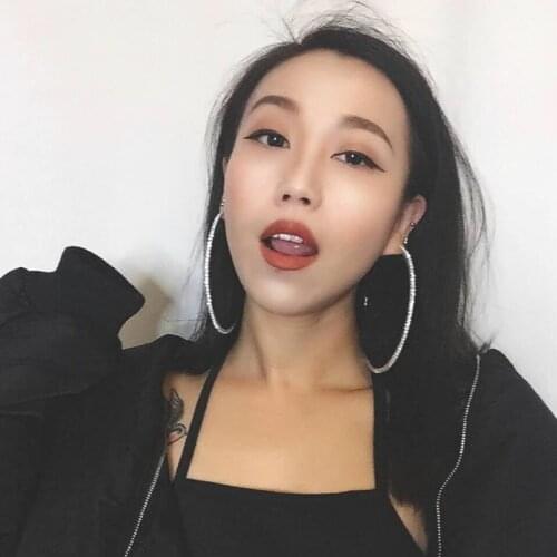 Oversized Gold/Silver Color Shiny Crystal Hoop Earrings For Women Big Circle Rhinestone Creole Earring Party Jewelry 20 to 100mm