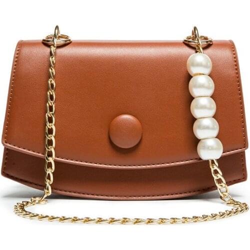 2021 Fashion Small Designer Crossbody Bag for Women Vintage Female Pearl Purses and Handbags PU Leather Shoulder Bags
