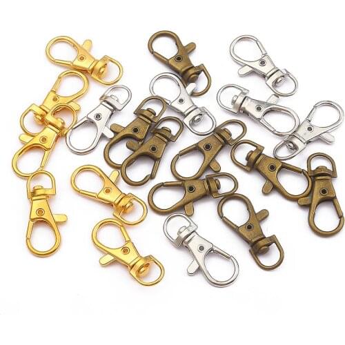 5-20pcs/lot 13x34mm Bronze Rhodium Gold color Keychain Ring Clasp Key Hook Chain For Bag Belt Jewelry Making Findings Supplies