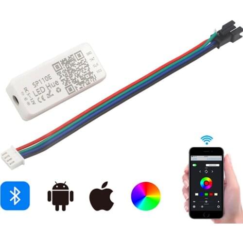 SP110E Bluetooth Pixel Controller for SM16703 TM1804 UCS1903 WS2811 WS2812B SK6812 WS2801 WS2813 RGB RGBW Full Color LED Strip