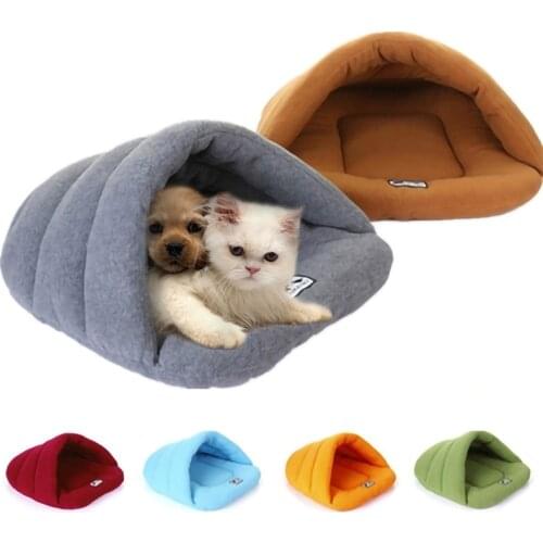 Warm Dog Bed Cave Portable Puppy Kennel Washable Soft Pet Mat Indoor Cat House For Small Medium Dogs Sleeping Bag Pet Supplies