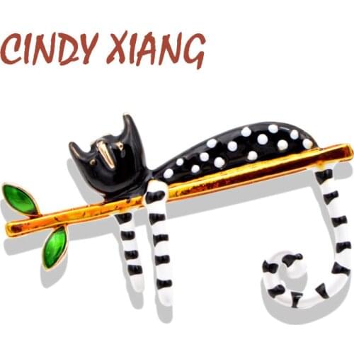CINDY XIANG Lazy Cat Brooch Enamel Pin Carton Animal Kitty Brooches For Women Kids Pin 2 Colors Choose Summer Jewelry Good Gift