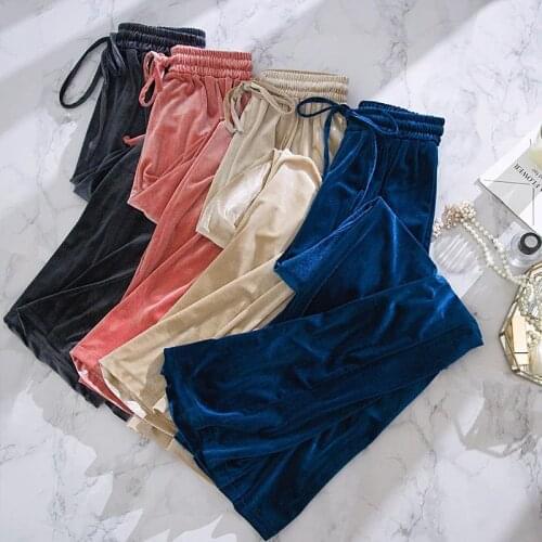 Women Pants Harajuku High Waist Wide Leg Winter Ladies Black Pants 2020 Autumn Warm Lace Up Loose Trousers Women Plus Size