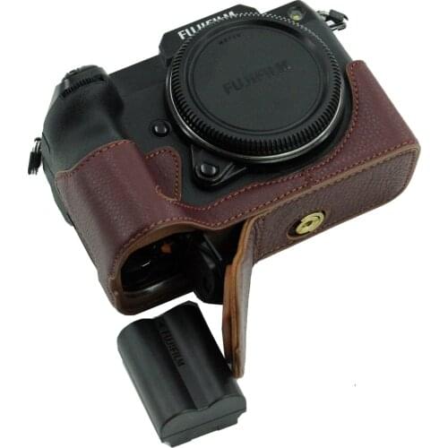 Real Genuine Leather case Camera bag half case bottom BASE cover For Panasonic GFX100S With Battery Opening