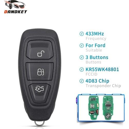 Dankdey 5pcs KR55WK48801 For Ford Focus C-Max Mondeo Kuga Fiesta B-Max Fob 433/434Mhz 4D83 80Bit Chip Remote Car Key Keyless