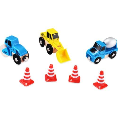 Wooden Track 3Pcs/Set Wooden Magnetic engineering Car Tractor Toy Diecast Toy Classic Toy Mini Gift For Boy