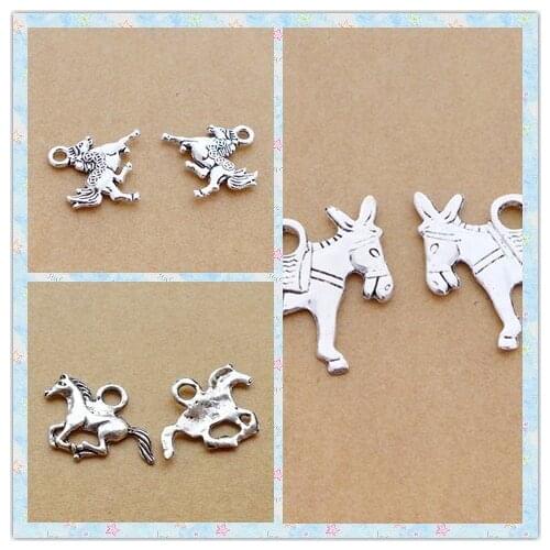 Horse shape alloy antique silver charm pendant choker DIY jewerly making 3styles 10/100pcs free shipping