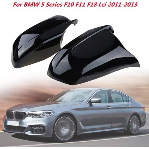 2PCS High Quality Side Wing Rearview Mirror Cover Cap For BMW 5 Series F10 F11 F18 Lci 2011-2013 Types Black