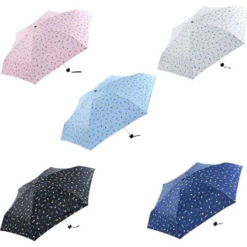 Hot YO-Flower UV Fresh Small Flowers Pattern 5-Folding Rainy Mini Pocket Umbrella for Women Anti-UV Small Parasol Umbrellas