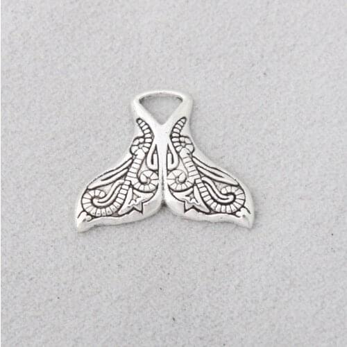 RAINXTAR Fashion Alloy Mermaid Tail Charms Vintage Fish Whale Tail Charms 17*21m 10pcs AAC1707