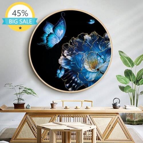 Cross Stitch Kits Stamped for Adults Beginner Kids, Blue Butterfly 11CT DIY Embroidery Needlework Kit with Preprinted Patterns