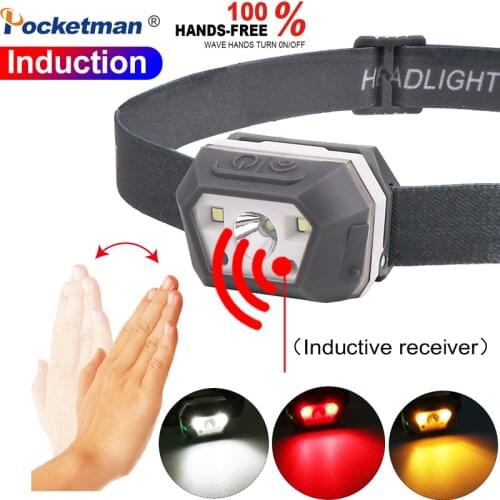 8000lums Brightest Sensor Headlamp Motion USB Rechargeable Induction LED Headlight Powerful Inductive Waterproof Head Lantern