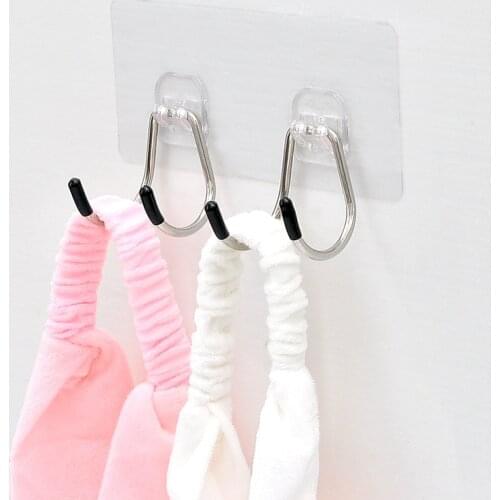 1Pc Wall-Mounted Self-Adhesive Hooks Household Multifunctional Bathroom Kitchen Supplies Waterproof Transparent Key Coat Hooks