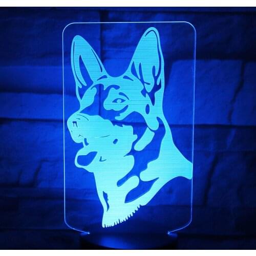 3D Lamp German Shepherd Dog Stand Desk Table Light 7 Colors Changing Touch Control Lamp Gift for Decorate Christmas Birthday