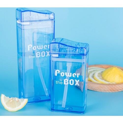 New Square Transparent Straw Cup Milkshake Juice Cup Portable Handy Fitness Water Bottle TRTIAN Childrens Plastic Water Cup Gif