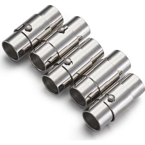 Pandahall 5 Sets 304 Stainless Steel Magnetic Screw Clasps for Jewelry Findings Stainless Steel Color 18x8mm