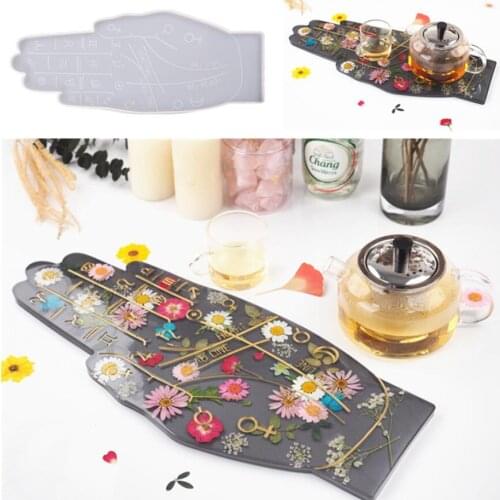 Tea Tray DIY Crystal Epoxy Resin Silicone Mold Palm Palm Constellation Tray Tea Cup Tea Tray Mirror Silicone Mold