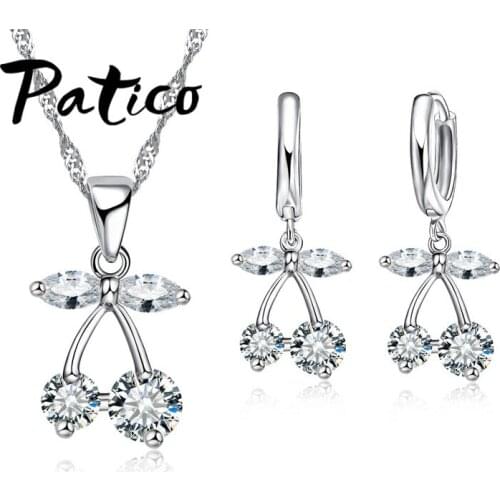 Multi Color African Crystal Cherry Necklace + Earrings Sets 925 Sterling Silver Anniversary Jewelry Bijoux Accessories