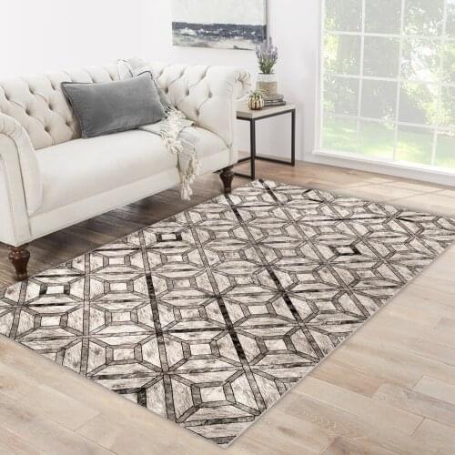Grey color quadrangle line shaped ethnic patterned carpet modern carpet living room carpet free shipping soft