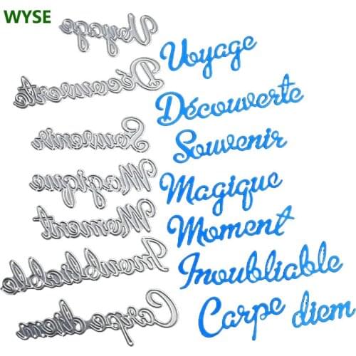 WYSE Metal Cutting Dies French Words Moment Voyage Sounvenir Die Scrapbooking letter Craft Die cut for DIY Card supplies
