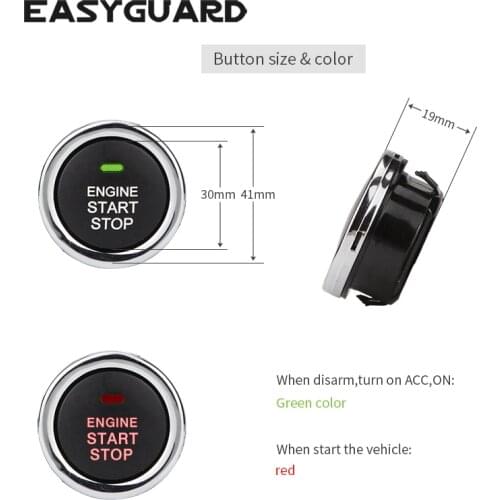 EASYGUARD Replacement push engine start stop button for ec002 series P5 style, blue, light red