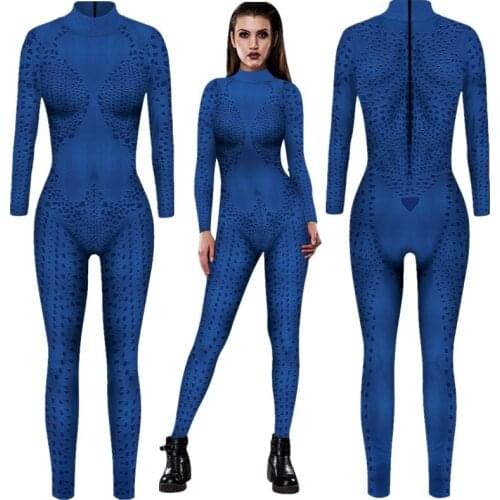Superhero Mystique Raven Darkholme Cosplay Sexy Jumpsuit Catsuit Character Costumes Zentai Halloween Women Bodysuit Fancy Dress