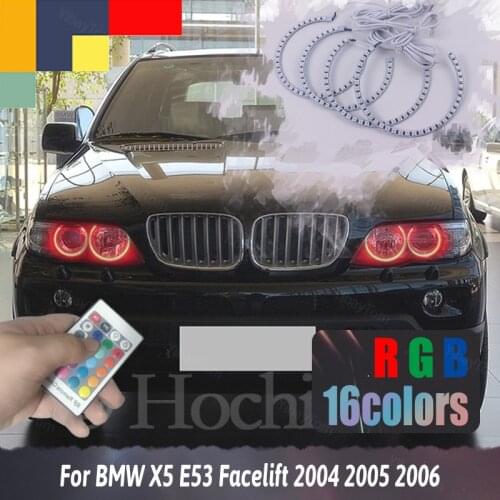 Latest Multi-Color RGB LED Angel Eyes Halo Ring for BMW X5 E53 Facelift 2004 2005 2006 RGB SMD Angel Eyes