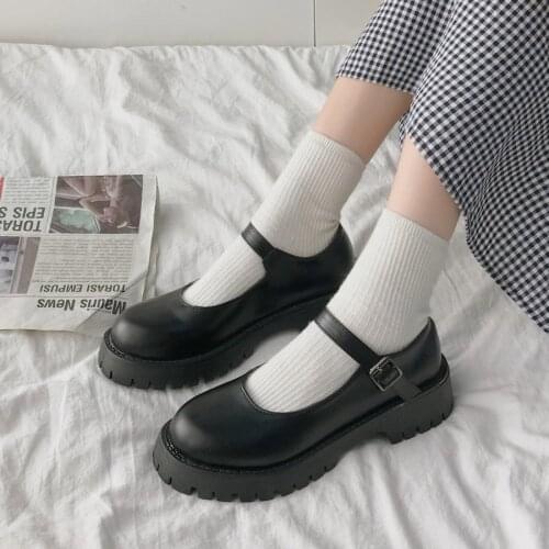 College style Student shoes Harajuku Lolita Shoes Platform Shoes Women Mary Janes Shoes Buckle Low Heels Girls Shoes