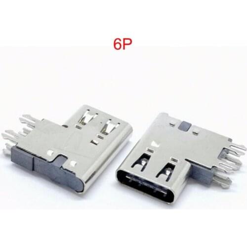10pcs 6P 14P TYPE-C Side Insert Female Socket USB 3.1 Side vertical type c connector