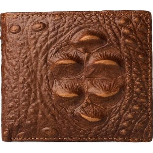 Genuine leather wallet Vintage Mens Wallet Crocodile Pattern Coin Purse Cowhide short wallet for men 01-WL-ewybzp