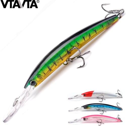 VTAVTA 24g 17cm Black Minnow Lures For Fishing Pike Wobblers For Trolling Deep Diving Lip Minnow Big Crankbaits Fishing Tackle