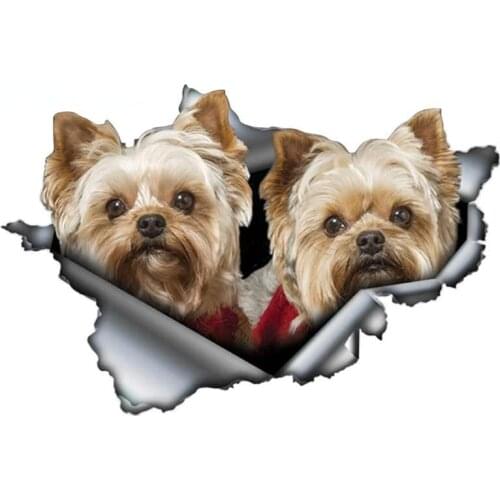 Funny Pair Car Sticker Torn Metal Pet Dog Decal Vinyl Waterproof Material Car Bumper Decoration Motorcycle Graphic Kk13*9cm