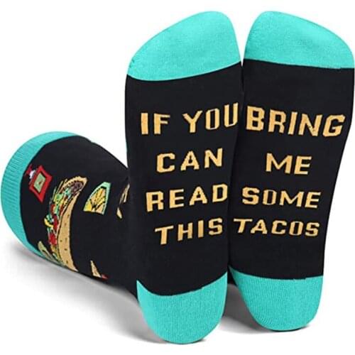 Unisex Funny Saying Crew Socks If You Can Read This Popcorn Sushi Tacos Hosiery A0NF