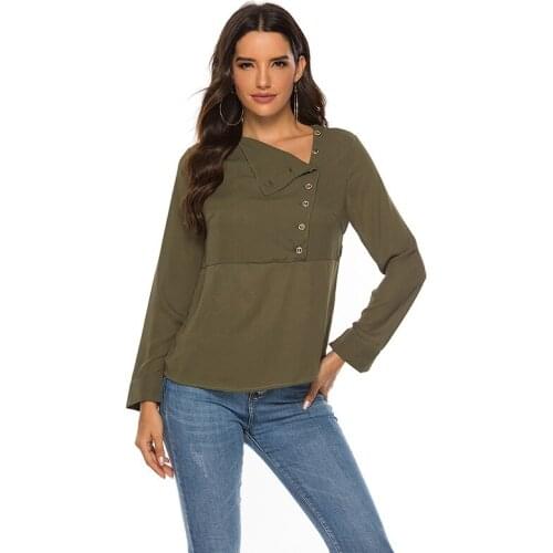 NEW Chiffon Blouse Women Button Up Shirt NEW Designer Skew Collar Solid Spring Autumn Long Sleeve Shirts Woman Blouses Blusas