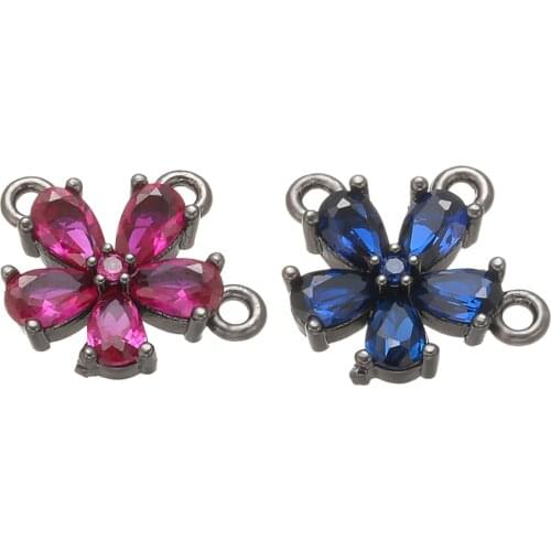 ZHUKOU Fashion High Quality Dark Blue/Red Crystal Connector for Womens Necklace Bracelet DIY handmade Jewelry Accessories VS390