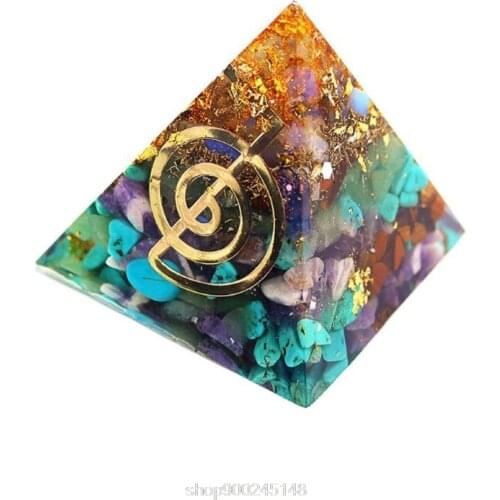 10Pcs 6.8cm 7 Chakra Copper Energy Tower Orgonite Sticker Flower Life Tree Pyramid Material Jewelry Making O28 20 Dropshipping
