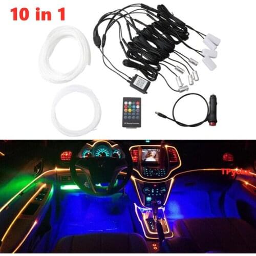10 in 1RGB LED Atmosphere Car Light Interior Decoration Fiber Strip Lights By App Control Decorative Ambient Lamp Dashboard Lamp